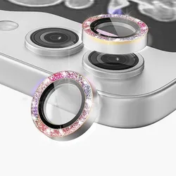 Premium Glitter Diamond Metal Lens Ring Protector - Back Camera Lens Tempered Glass - Z Flip 7 (2PCS) (Colorful)