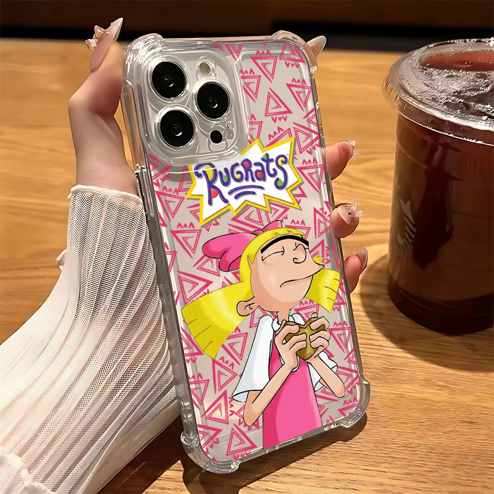 Playful Cartoon Rugrats Phone Case - Durable Clear TPU Cover with Anti-Fall Protection