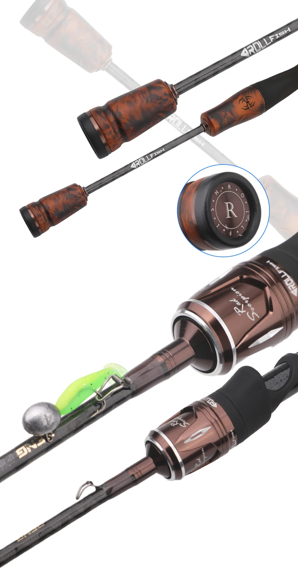 ROLLFISH UL Spinning Casting Forelle Angelrute Carbon Faser Super Weiche BFS Köder Angelrute Köder 1-9g Schnelle Aktion 1,38-1,8 M – Detail 8