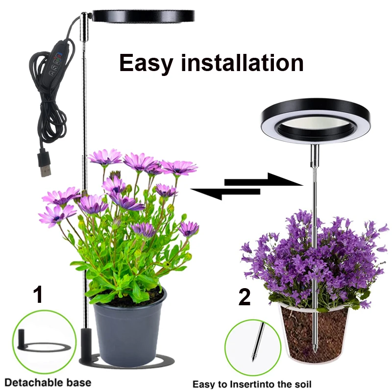 LED Grow Light Grow Light Plant Grow Light LED Growing Lamp Full Spectrum for Indoor Plants Height Adjustable Auto Timer 5V Idea for Small Plant Light