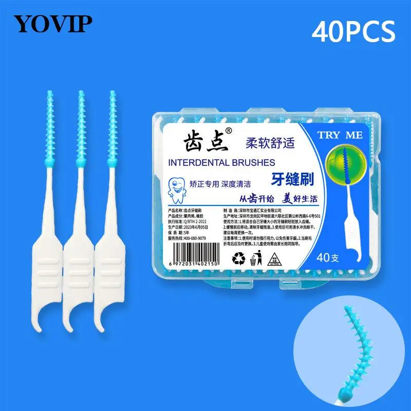 

40 Pcs/set Oral Interdental Brush Cleaning Interdental Brush Cleaning Dental Braces Oral Cleaning Oral Hygiene Care Tools
