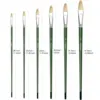 Yutiars 6pcs Professional Hog Bristle Filbert Oil Paint Brushes Set, Long Wooden Handle Natural Hog Bristle Acrylic Paint Brush 2