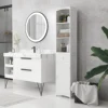 Homcom Bathroom Storage Cabinet, Free Standing Bathroom Storage Unit, Tall Linen Tower with 3-Tier Shelves and Drawer, White 2