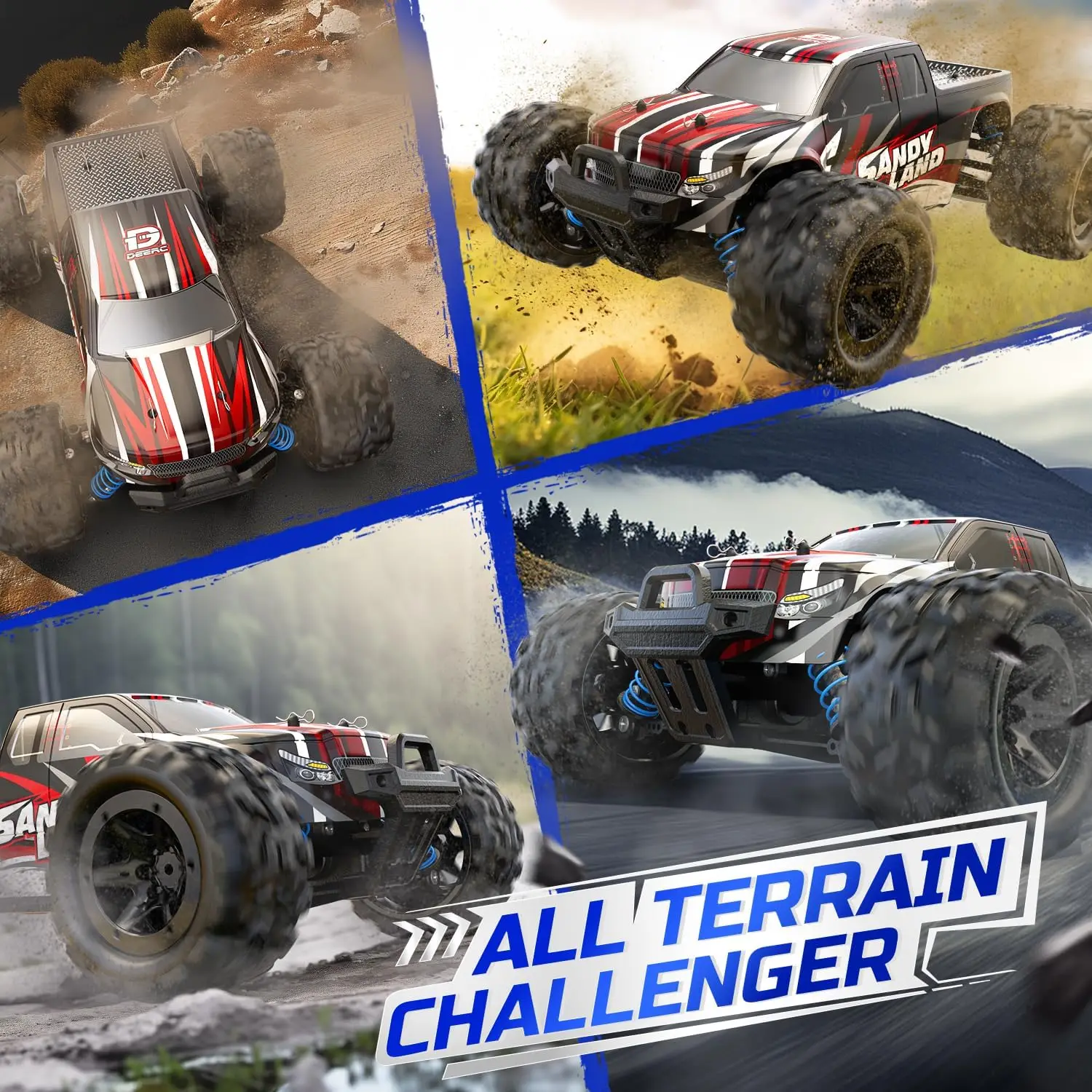 DEERC 9300 1:16 Scale RC Car, 40 KM/H, 4WD Off-Road Monster Truck, 2.4GHz, 2 Rechargeable Batteries 5