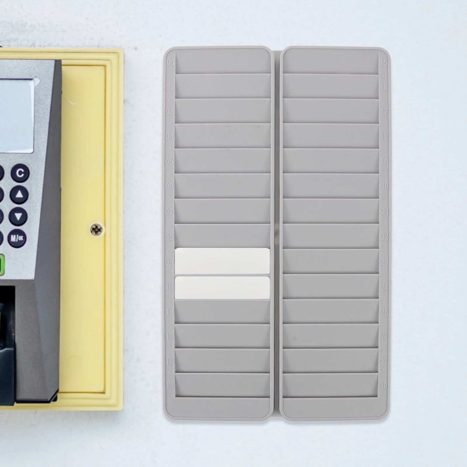 

Plastic Business Card Holder Clock Slots Cards Vertical 28-slots Rack Attendance Storage Pp Office Time Wall Mounted
