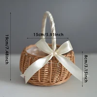 Handmade Storage Rack Woven Flower Baskets Rattan Storage Basket Flower Girl Hand Basket for Household Wedding Decoration 6