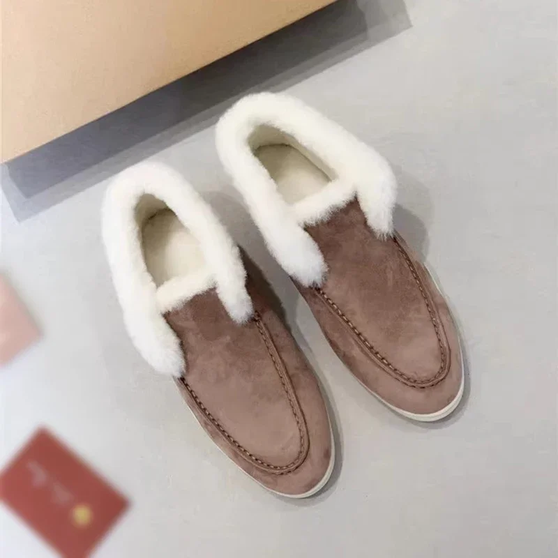 

Warm Winter Snow Boots 2024 New Women's Men's Suede Leather Fashion Trends Casual Flat Shoes Comfort Walking Boots Short