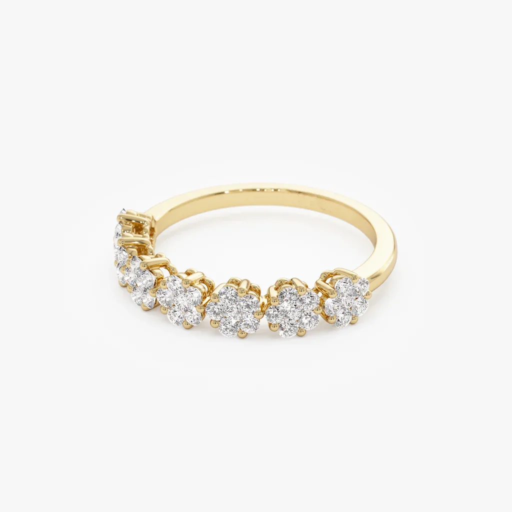 Ehhai Runder Moissanit-Blumen-Cluster-Halb-Ewigkeitsring für Frauen, 925er Sterlingsilber, Hochzeit, Verlobungsring, edler Schmuck, Geschenk – Detail 12