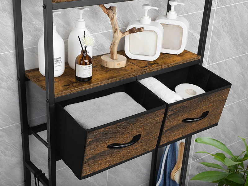 Over The Toilet Storage with Fabric Drawers