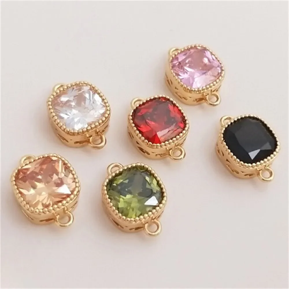 

Квадратные двойные подвесные аксессуары с инкрустацией из 14-каратного золота, квадратные Подвески ручной работы, аксессуары для браслетов и ожерелий K286