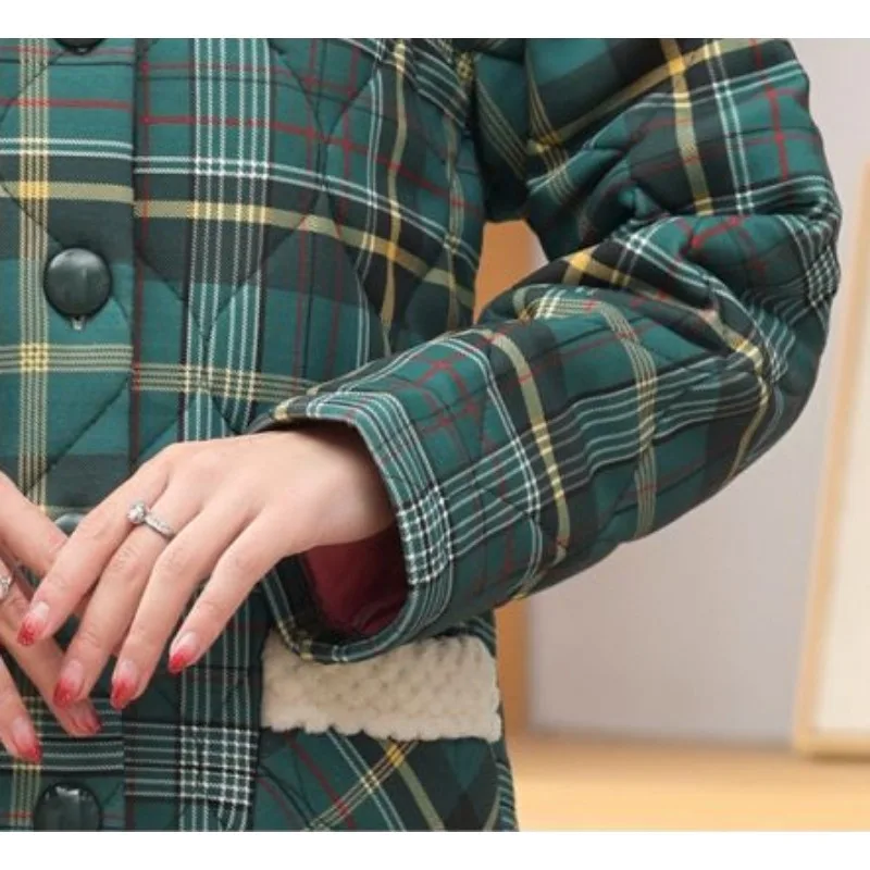 2024 New Middle Aged Mother's Cotton Pajamas Women's Winter Three-layer Thickened Sleepwear Cotton Set Large Size Warm Homewear