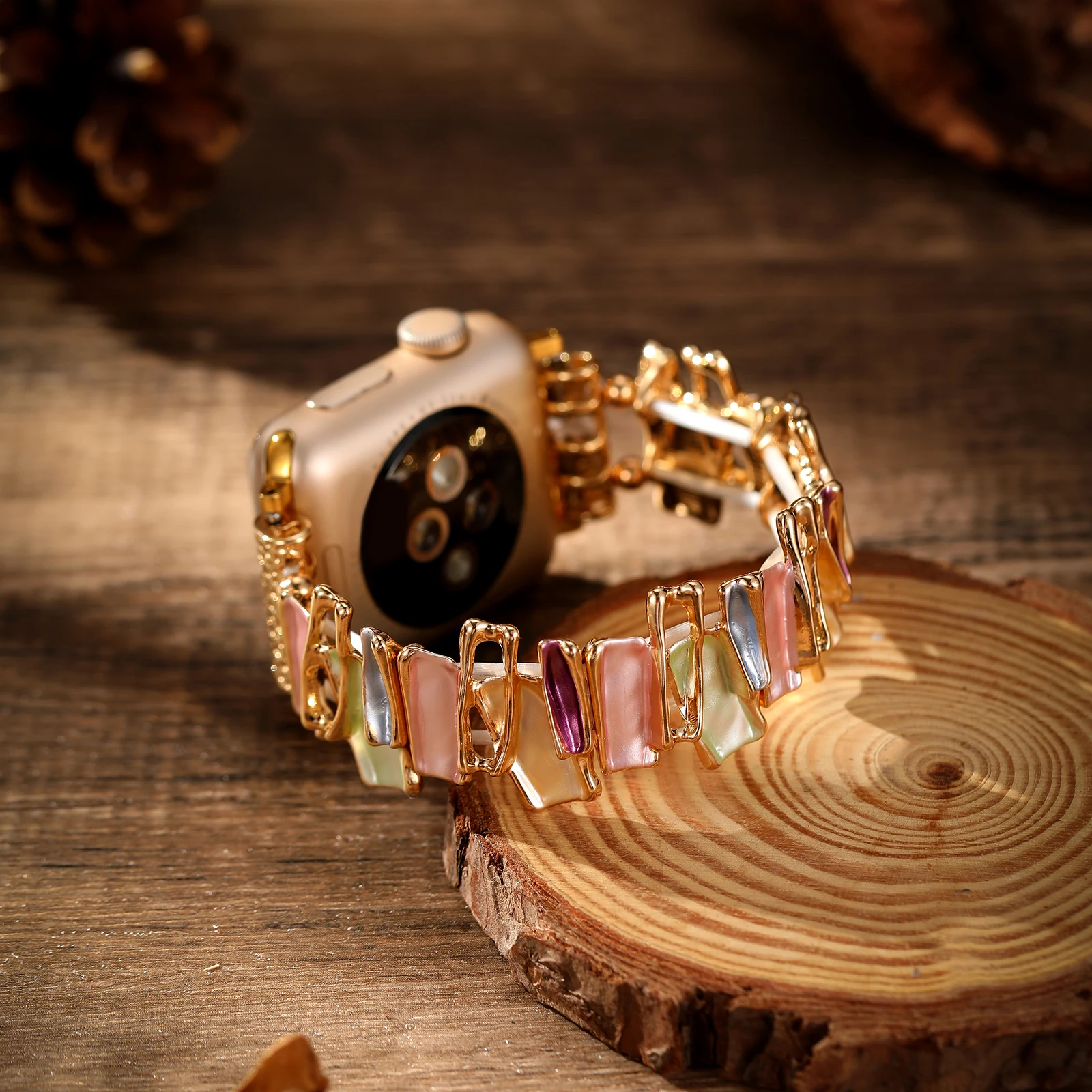 สายรัดข้อมือโลหะ สวยหรู ใส่ได้กับ Apple Watch ทุกรุ่น