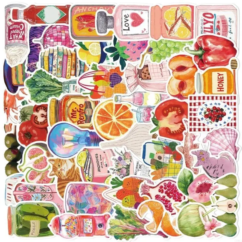 CORA 50 PCS 미적 PVC 스티커 노트북 수하물 스케이트 보드 사용자 정의를위한 이동식 데칼