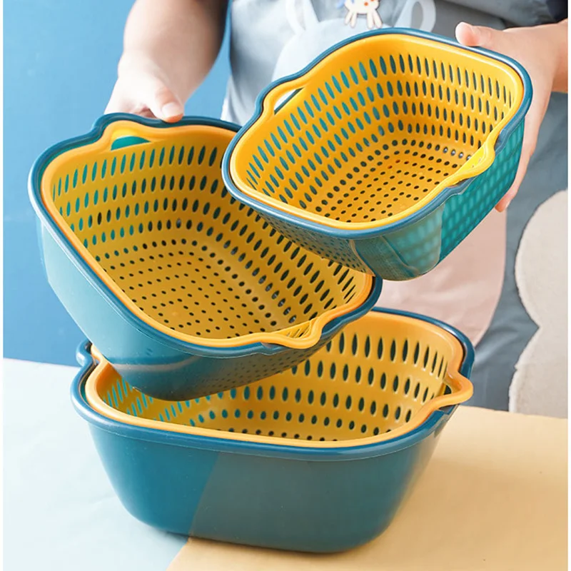 6pcs Drain Colander Set, Strainer Basin, Drain Basket, Plastic Fruit Vegetable Washing Basket, Home Kitchen Supplies dishwasher sink drain rack vegetable sink storage rack drain basket storage rack filter retractable kitchen supplies