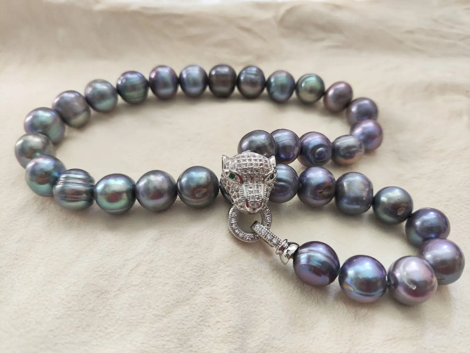 Baroque Black Blue Pearl Necklace - 925 Silver 12-11mm 16in to 35in Lengths