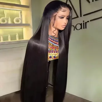 13x4 13x6 Hd Bone Straight Transparent Lace Front Wig Human Hair 40 Inch Pre Plucked Lace Frontal Wigs 250 Density 1