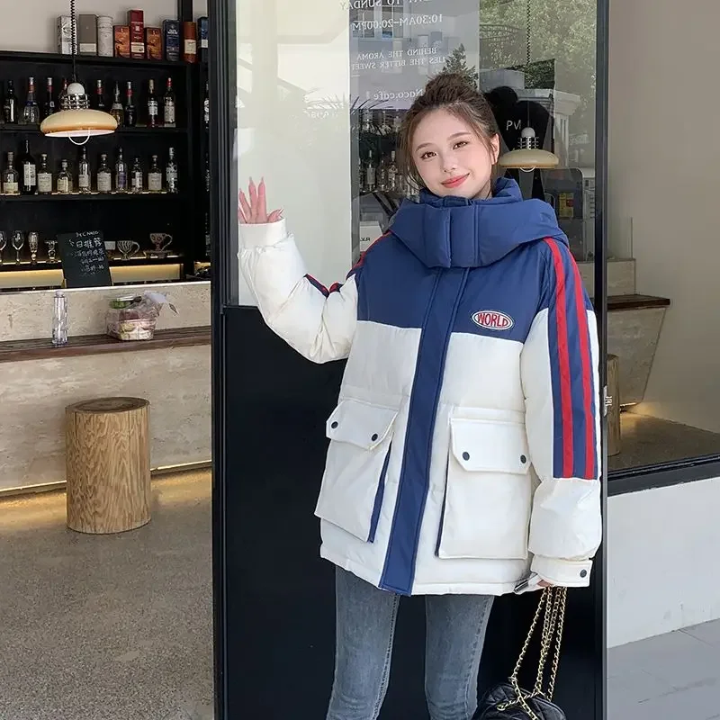 2024 New Women Down Cotton Coat Winter Jacket Female Mid Length Version Parkas Loose Thick Outwear Hooded Leisure Time Overcoat