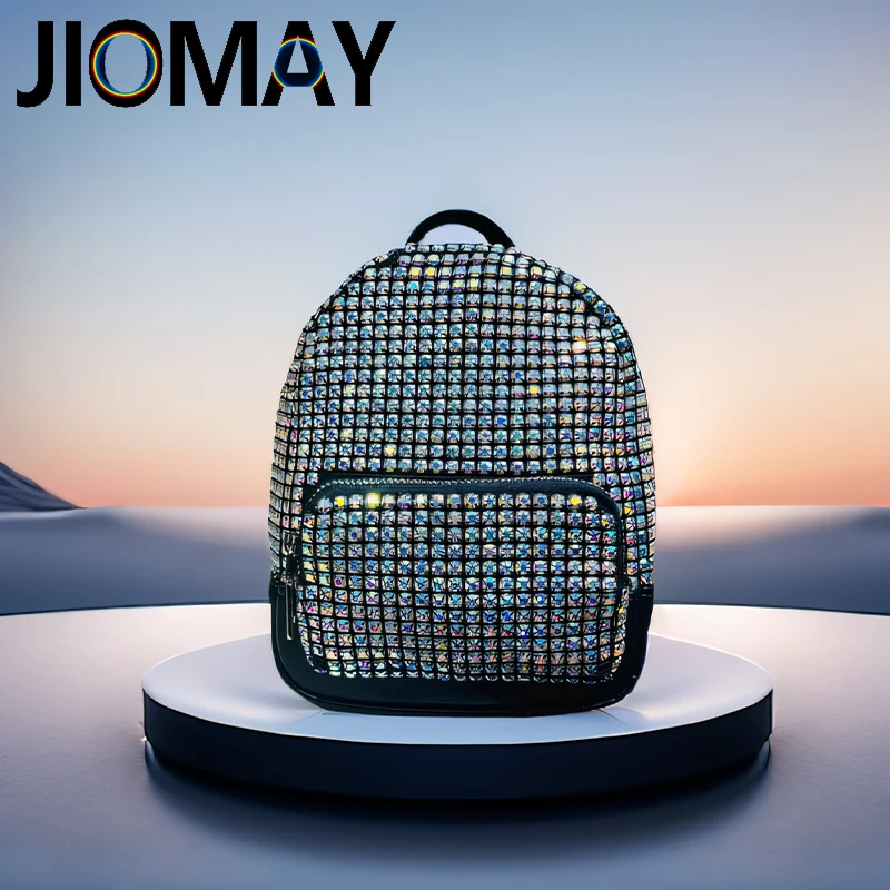 Leather Mini Backpack for Women with Rhinestone