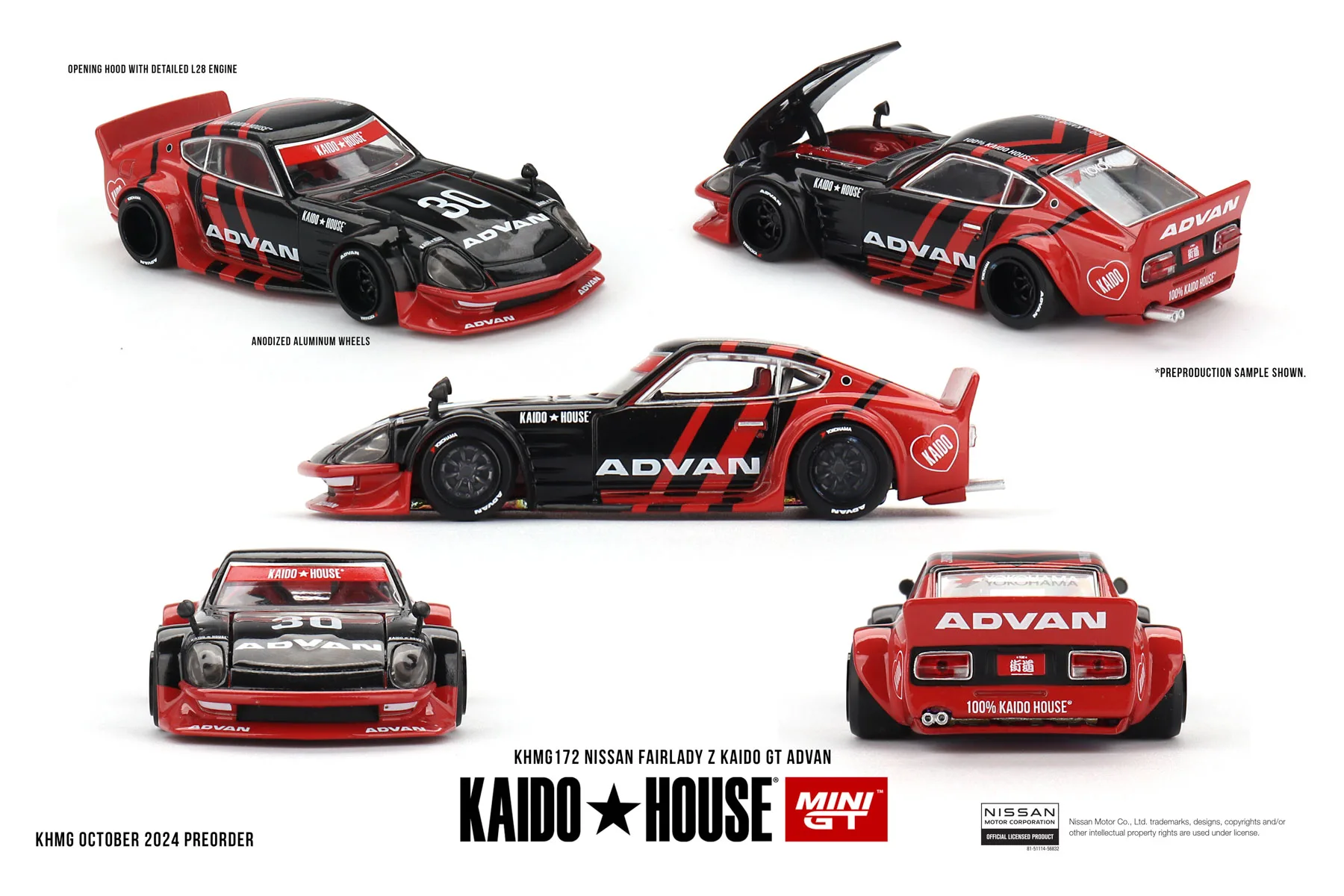 Kaido House + MINIGT TSM Fairlady Z Kaido ADVAN 172 Carro modelo