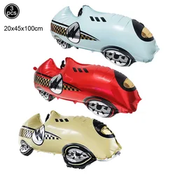 Race - Themed Birthday Party Decoration Set - Balloons, Traffic Cones, Checkered Flags, and Racing Wheel Foil Balloon - As Shown ( Light Yellow)