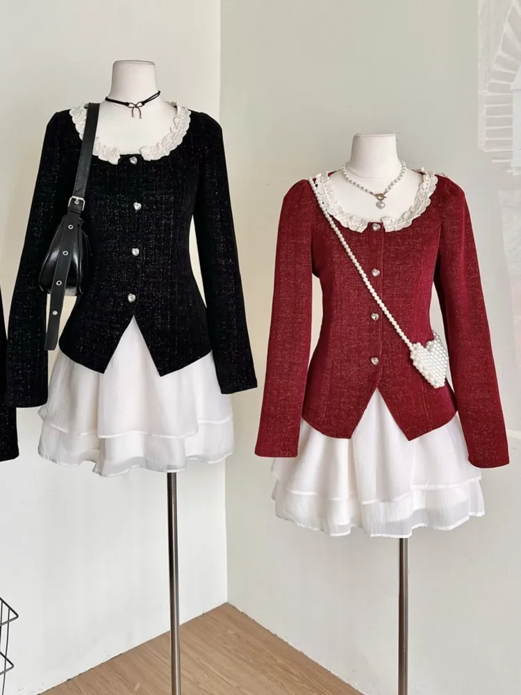 

Женское винтажное мини-платье с квадратным вырезом, длинным рукавом и многослойными оборками