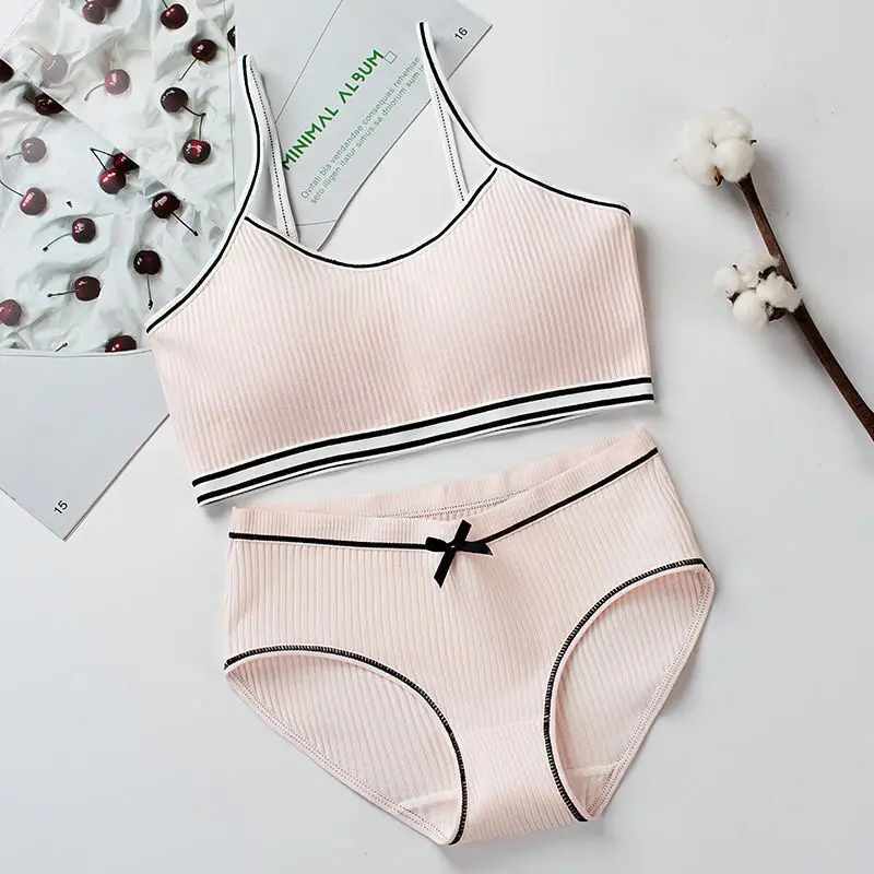 

Puberty Girls Bra Underwear Set Children Vest Stundent Tube Tops Padded Teens Seamless Washable Bras