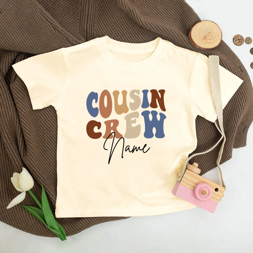 Personalized Cousin Crew Kids Shirt Retro Custom Name Cousins Matching T-shirt Child Summer Short Sleeve Tee Toddler Clothes Top 5