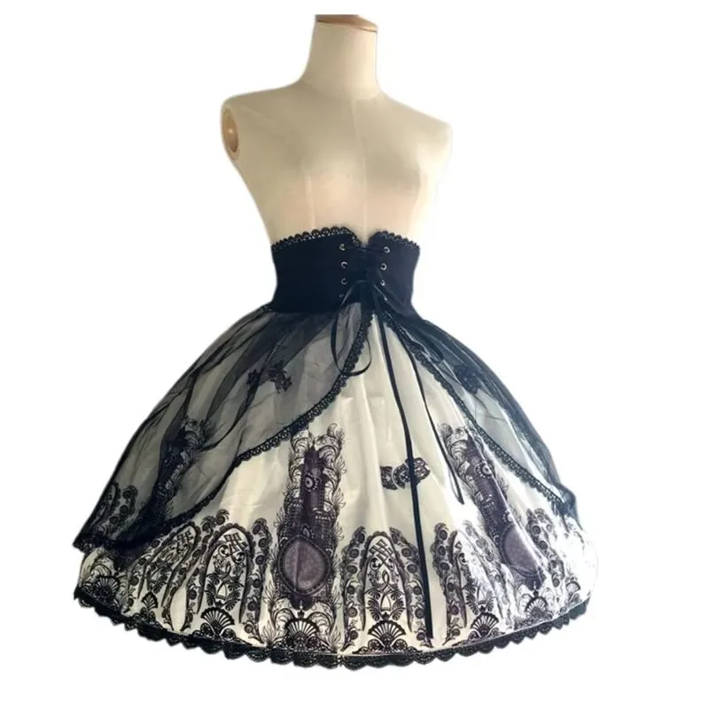 รูปสินค้า ผู้หญิง Lolita Hollow Lotus Leaf Lace Bird Cage กระดูกปลากระโปรงคอสเพลย์ชุดกระโปรง Petticoat เจ้าสาวงานแต่งงานชุดซับ