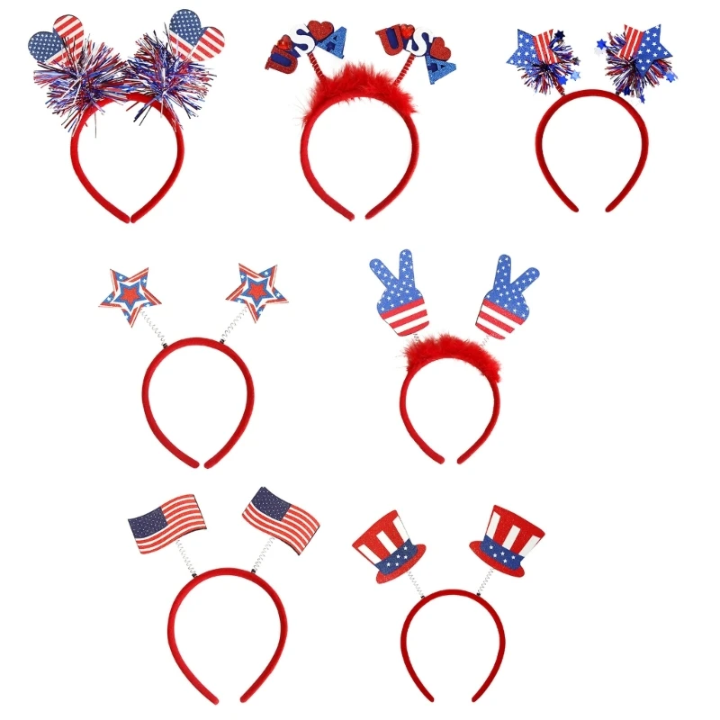 

Обруч для волос, тема 4 июля, июльский костюм, привлекательный обруч для волос в форме сердца и американца для парадов ко Дню