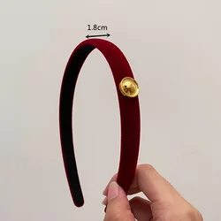 Festive Red Velvet Hairband and Scrunchie Set - Elegant Accessories (Wine Red 1.8cm)