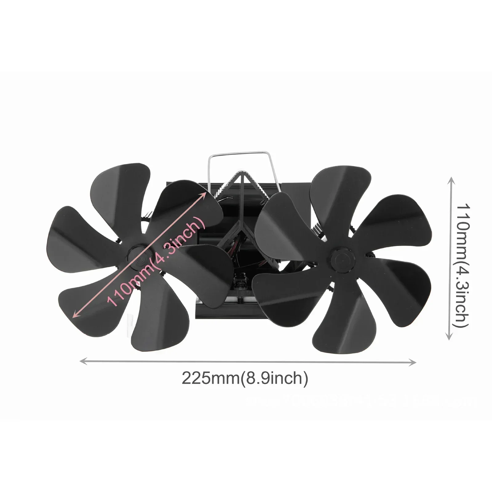 12 Blades Wall-Mounted Heat Powered Stove Fan Fireplace Fan Double Head 12 Blade Furnace Wall Mounted Unpowered Operation
