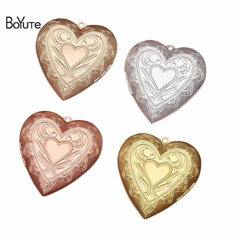 

BoYuTe (4 шт./лот) 40*41*8 мм металлический латунный медальон в форме сердца для фото, оптовая продажа с фабрики, медальон, кулон