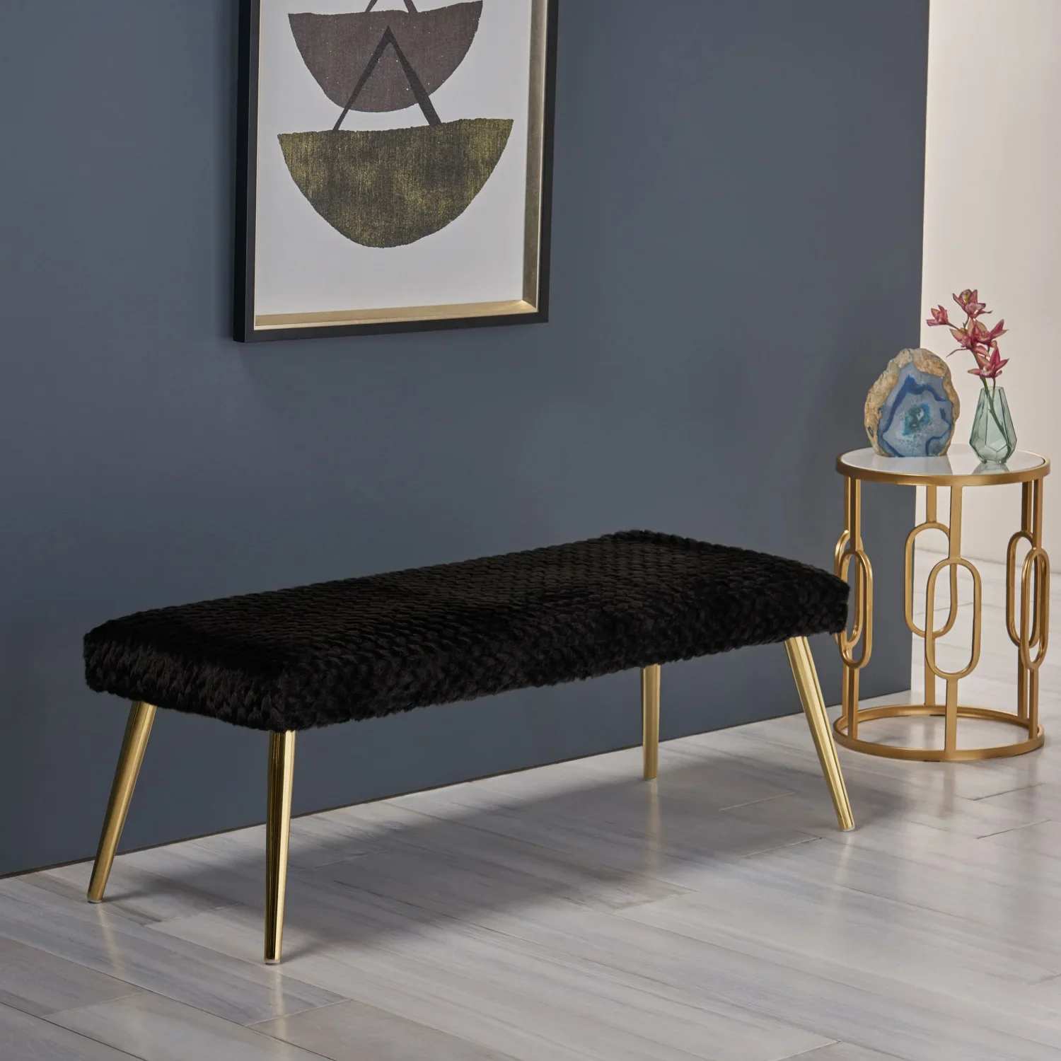 

"Stylish and Comfortable Padded Backless Wooden Bench in Walnut Finish for Home and Garden Decor"