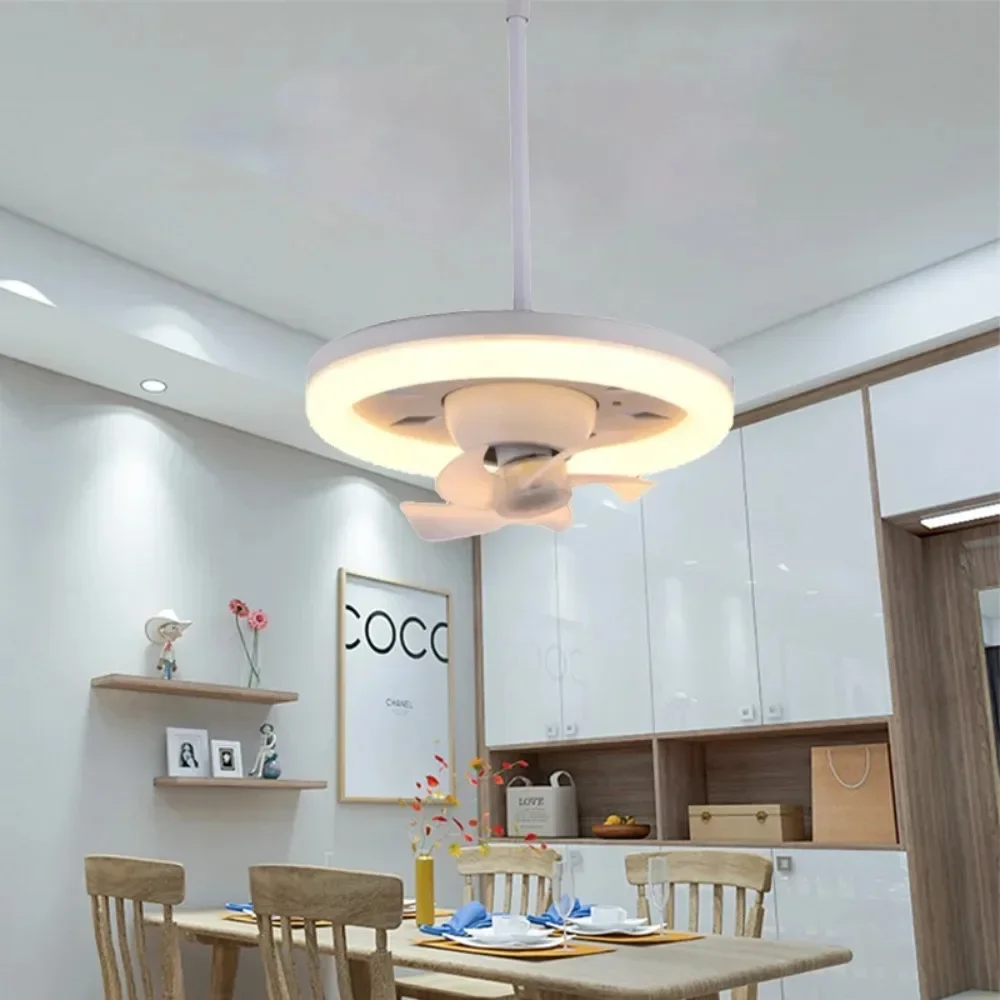 360 Rotating Ceiling Fan Light E27 Intelligent Fan with Remote Control Led Light for Living Room Bedroom Top