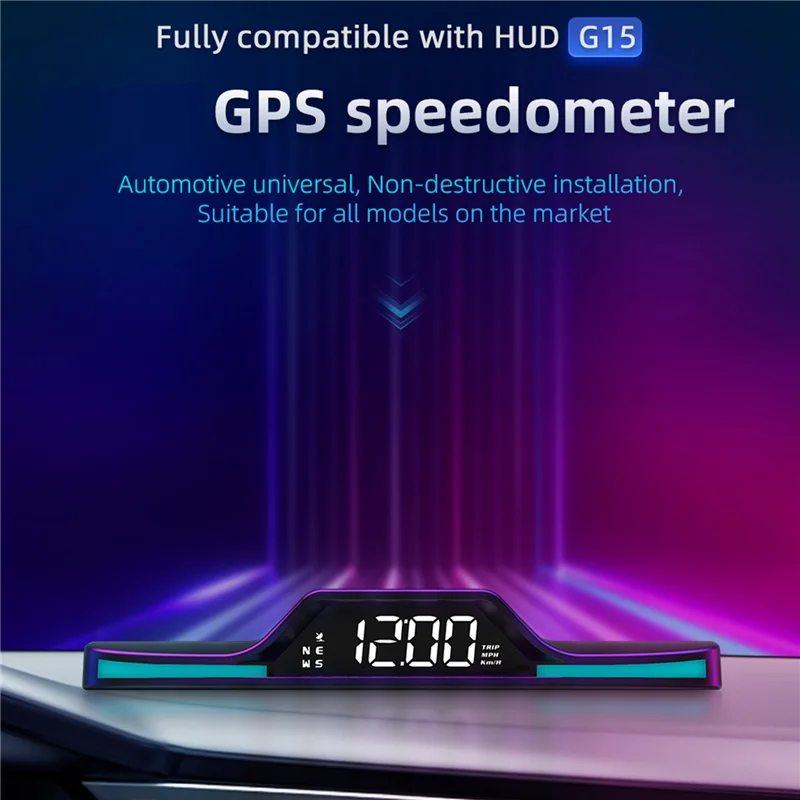 G15 HUD Head-Up Display GPS Speeding Alarm Driving Speed Car Display Universal Replacement Parts