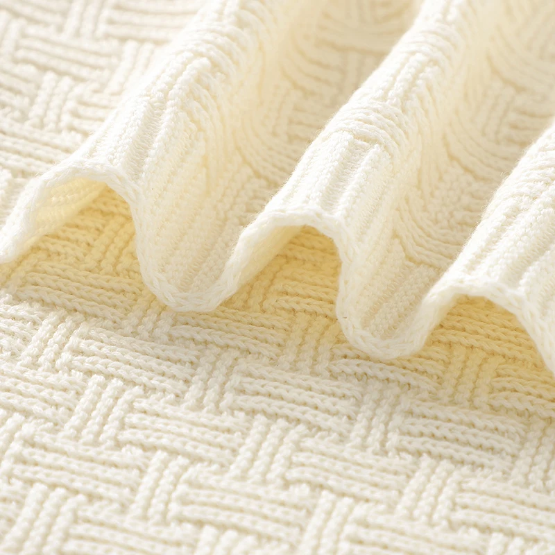 Baby Blankets Swaddle Wrap 90*70cm Newborn Netural Solid Color Knitted Stroller Basket Bedding Covers Stuff Portable All Seasons 5