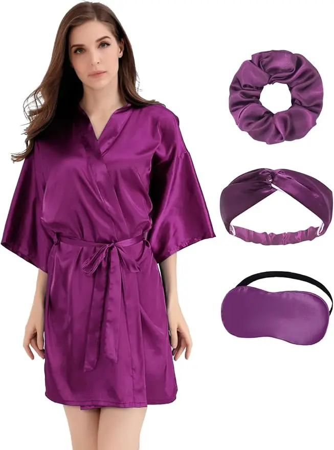 Women Bride Bridesmaid Silky Satin Kimono Robe Solid Color Sleepwear for Wedding Party 6 S80a306cd433b4224b0a3536dcbbb87e95