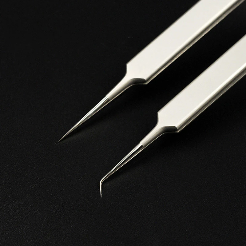 Precision Stainless Steel AT-11JP Straight AT-15JP Curved Ultra Thin Fly Line Tweezers Set For Industrial Phone Repair Tools