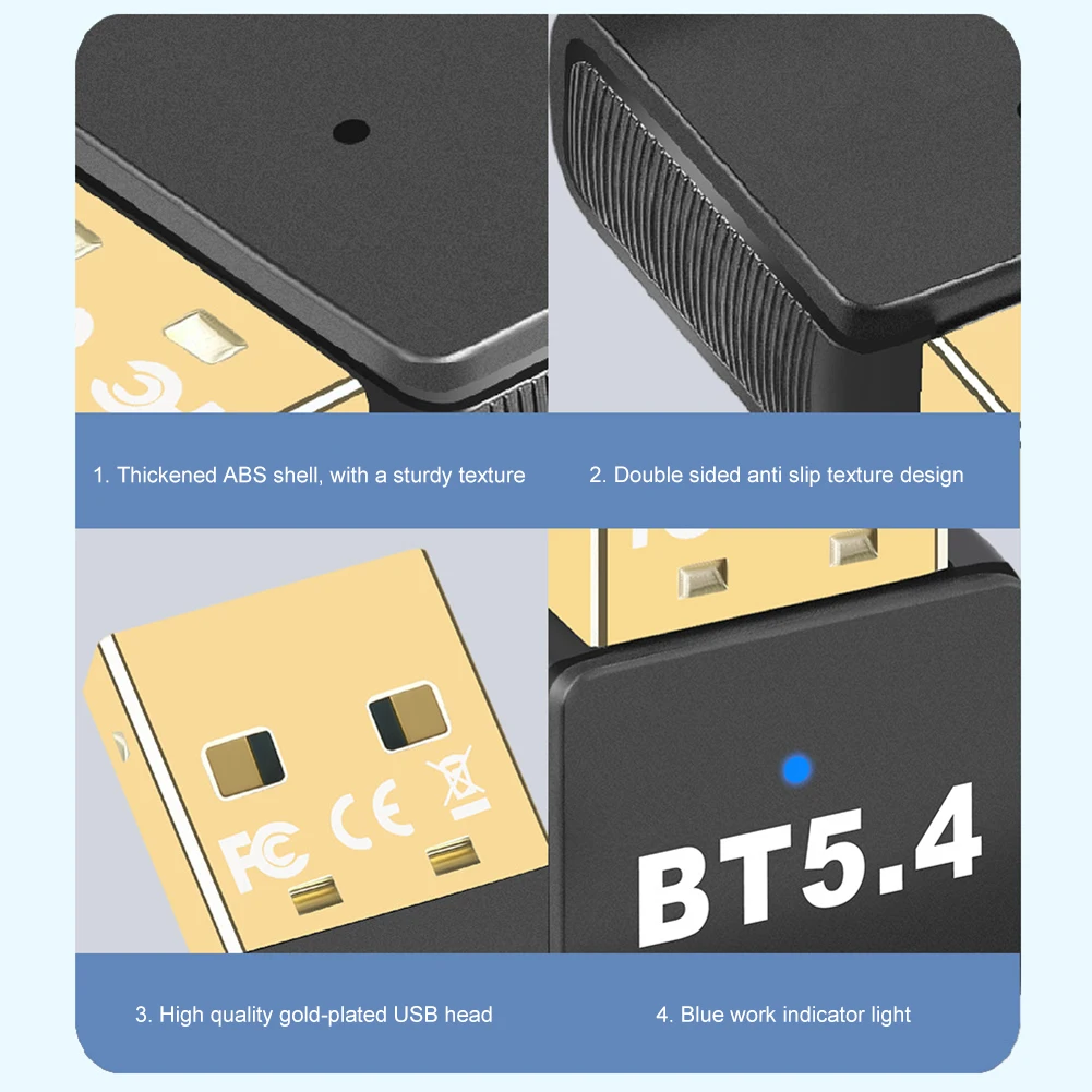 USB BT 5.4 동글 어댑터, BT 5.4 동글 리시버, PC 스피커 무선 마우스 키보드용, 윈도우 11, 10/8.1 BT 동글 지원