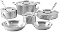 D5 5-Ply Brushed Stainless Steel Cookware Set 10 Piece, Induction, Oven Broiler Safe 600F, Kitchen Cooking Set w/ Fryin 1