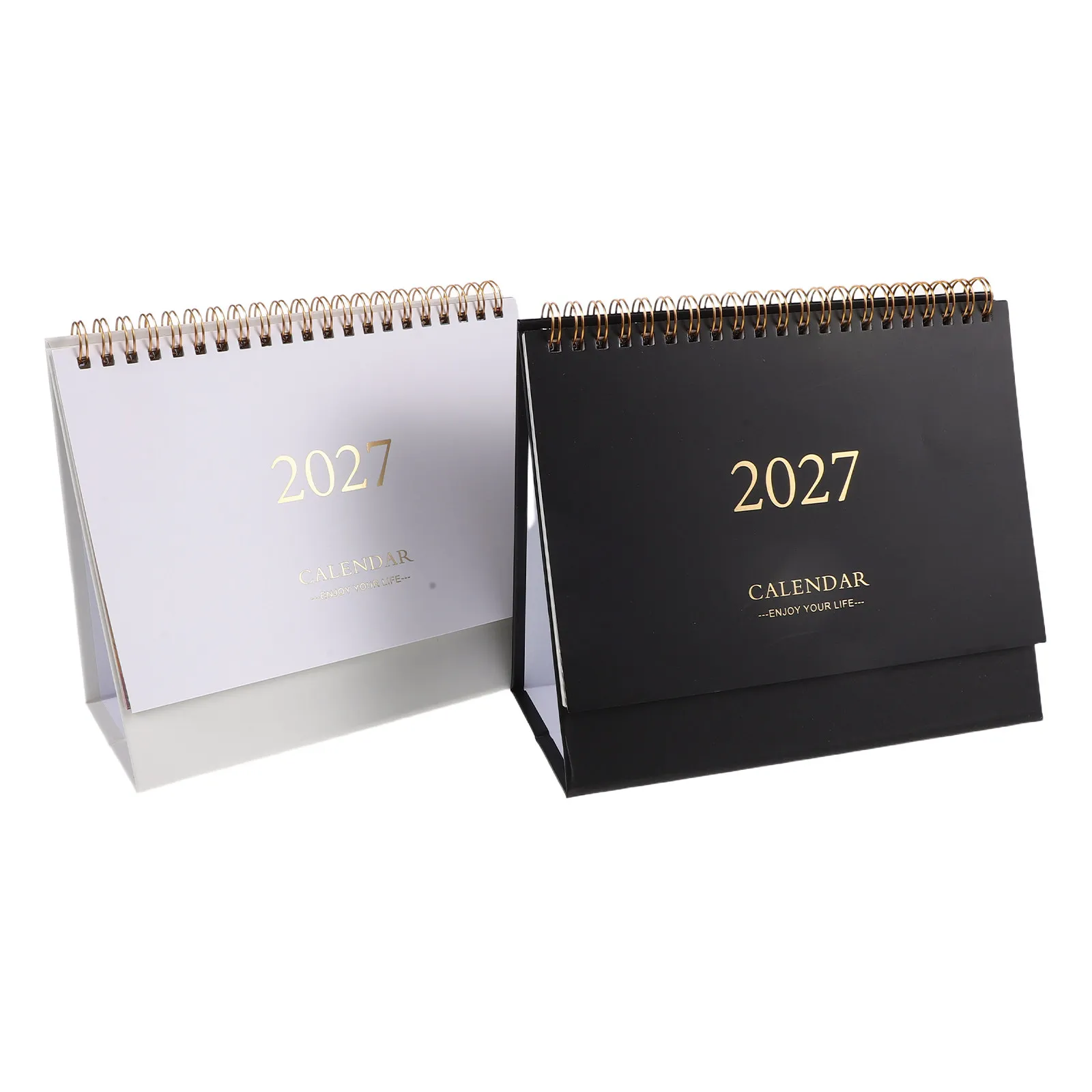 2pcs 2027 데스크탑 캘린더 플래너 비즈니스 책상용 나선형 바인딩 캘린더 학업 계획 일일 데스크 정리 캘린더