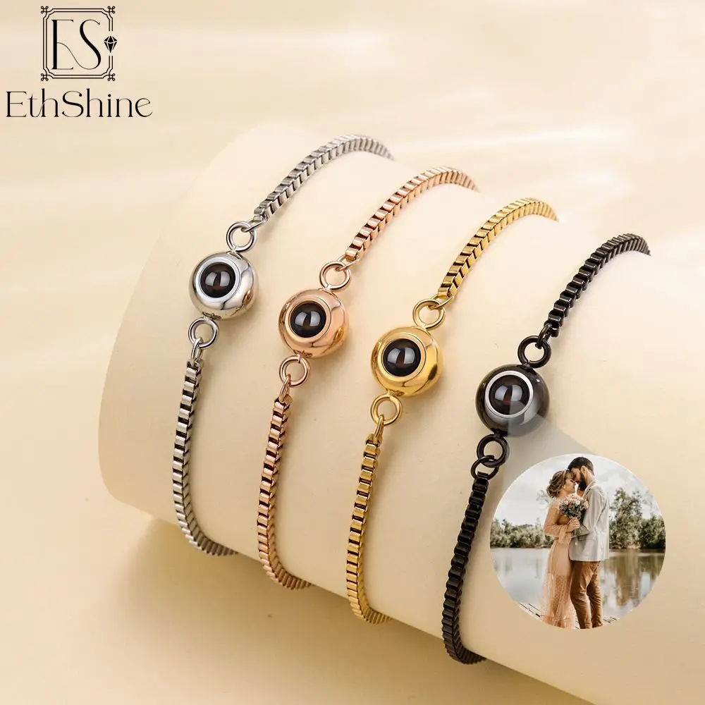ETHSHINE Personalized Circle Photo Bracelet Custom Photo Bracelet Couple  Projection Bracelets Memorial Jewelry Gift for Women : Gearbest