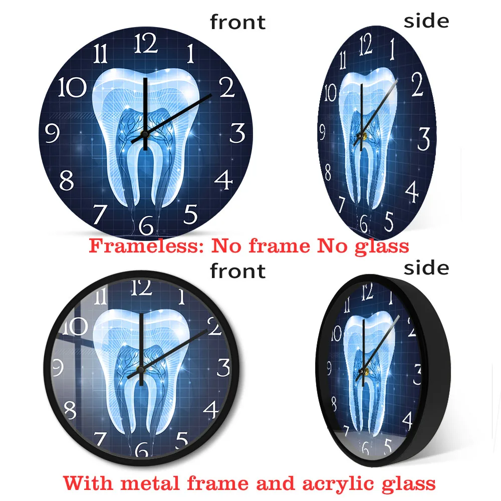 Description Picture 2 of itemTooth Anatomy Art Wall Clock For Dental Clinic Office Dentist Gift Medical Artwork Modern Design Home Decor Clock Wall Watch