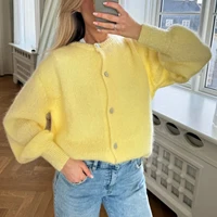 2024 New Women Button up Sweaters Casual Lightweight Solid Color Knit Cardigans Warm Fall Knitwear for Streetwear