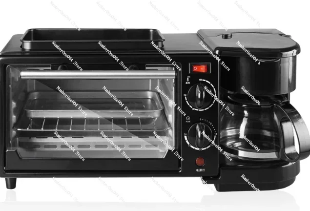 멀티 기능 아침 식사 메이커 머신 (토스터 오븐, 커피포트, 프라이팬, 컵, 파워 타이머, 미니 오븐 포함) 3 in 1 핑크색 전기 220V