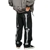 Skeleton Hand Embroidery Denim Pants Mens High Street Wide Leg Pants Streetwear Loose Casual Trousers Jeans Men 3