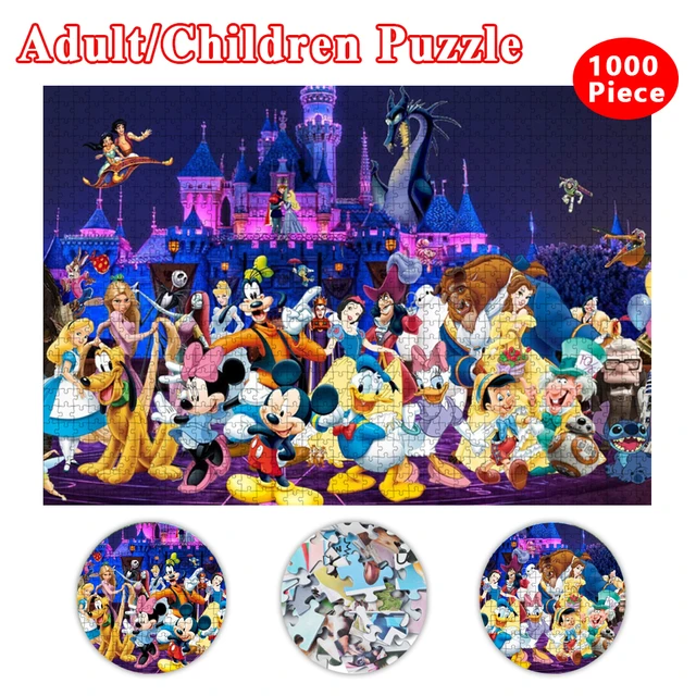 Disney princesa quebra-cabeça 1000 peças jogo de quebra-cabeça mickey mouse  quebra-cabeças para adultos crianças brinquedos educativos - AliExpress