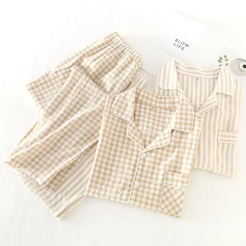 

Pyjama Trousers Clothes Set Suit Cotton For Pure Men Men's Short Sleeve Sleepwear Home Summer Sleep Big Pajamas Size