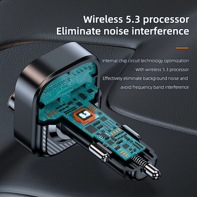 Wireless Bluetooth Car Adapter Bluetooth 5.3 FM Transmitter AUX Radio Receiver MP3 Player Handsfree Call Type-C USB  Car charger 6