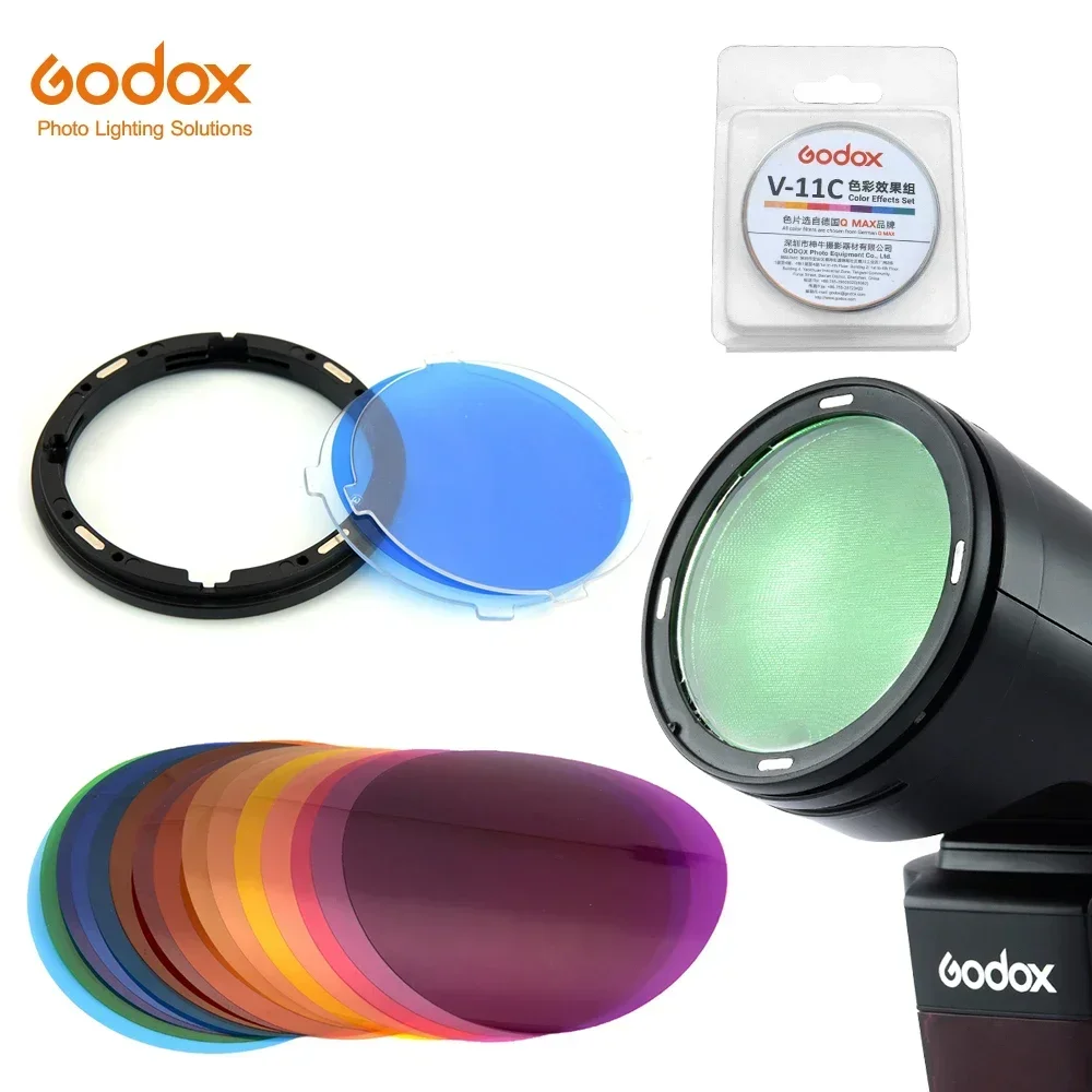 Flash Diffuser Godox AK-R16 Magnetic Mount Diffuser Plate V-11C V11C Color Effect Gel Set For Godox V1 Series Flash Light Speedlite